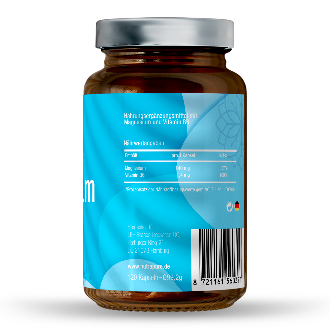 Nutrapure Magnesium Citrat, 120 Kapseln