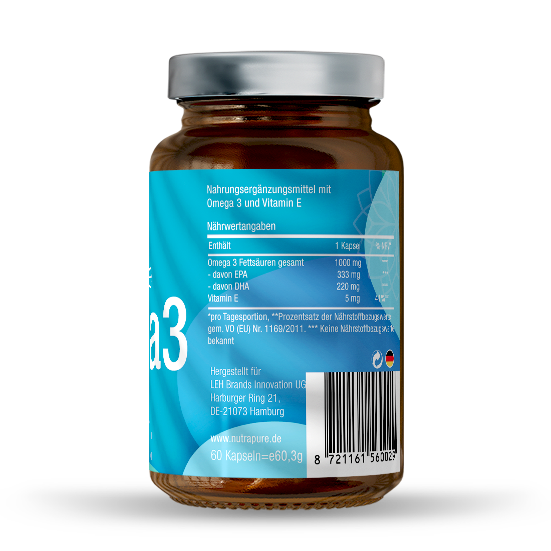 Omega 3 + Vitamin E, 60 Kapseln