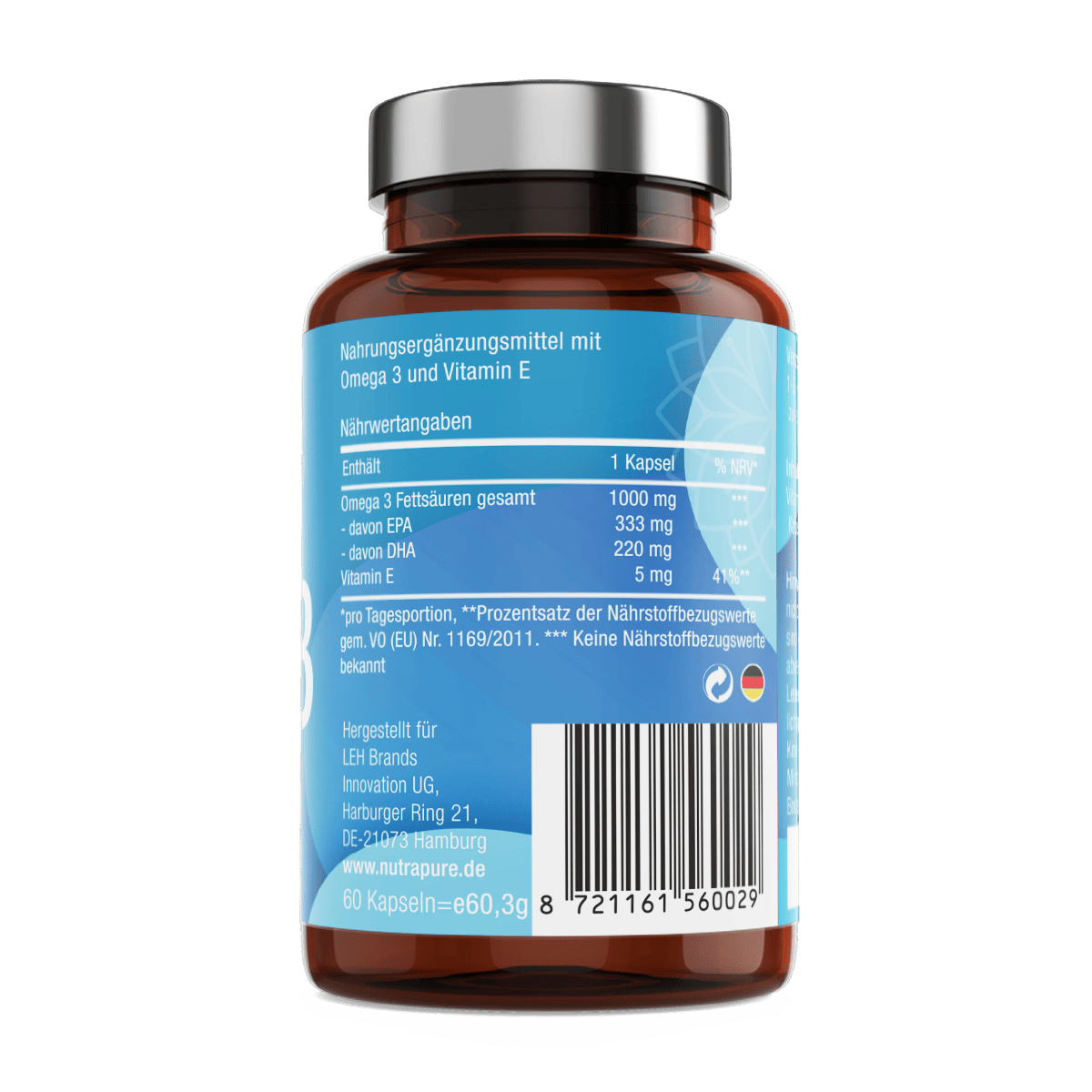 Omega 3 + Vitamin E, 60 Kapseln